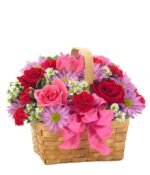 Basket of pink and red roses - Local*Florist