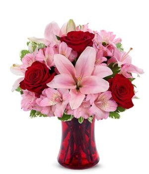 Red in Pink Bouquet