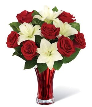 The Red Rose & White Lily Bouquet