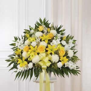 Yellow & White Sympathy Standing Basket