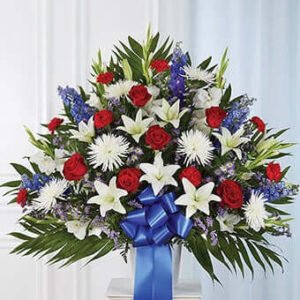 Red, White & Blue Sympathy Standing Basket