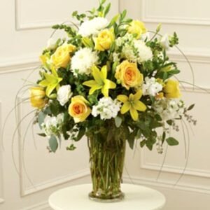 Yellow & White Large Sympathy Vase Arrangement
