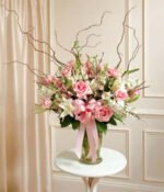 Pink & White Large Sympathy Vase Arrangement
