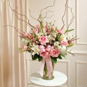 Pink & White Large Sympathy Vase Arrangement