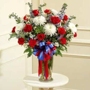 Red, White & Blue Large Sympathy Vase Arrangement