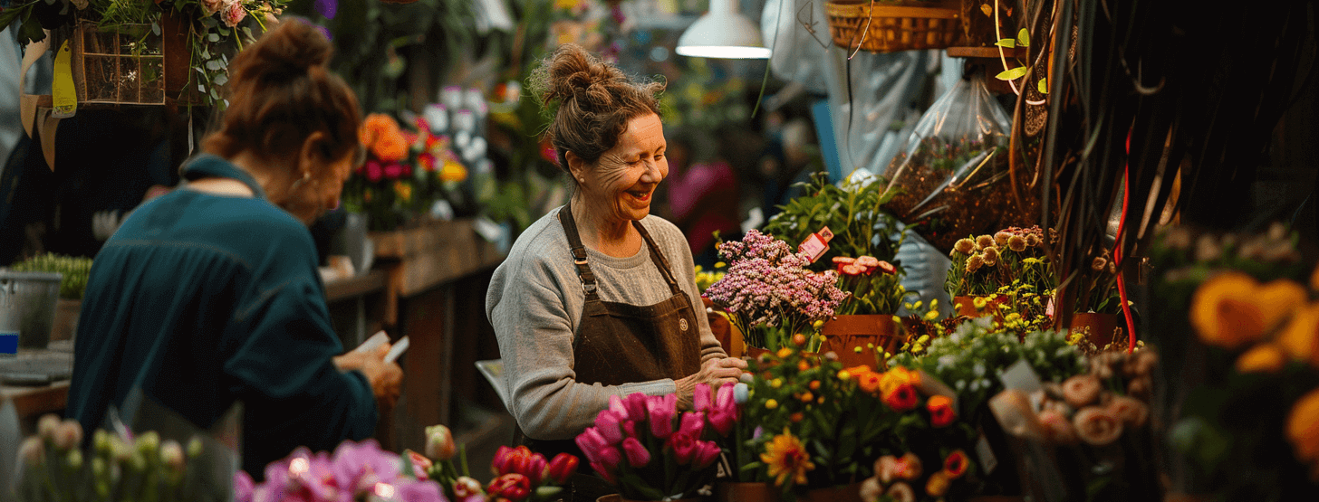 local florists smiling with customers