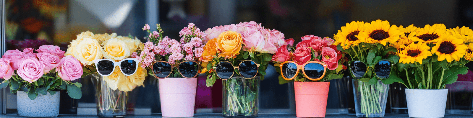 flowers with sunglasses