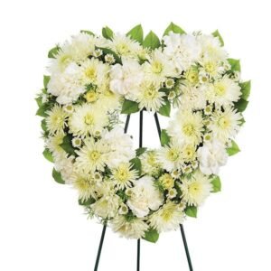 Small Open Heart Standing Spray - All White