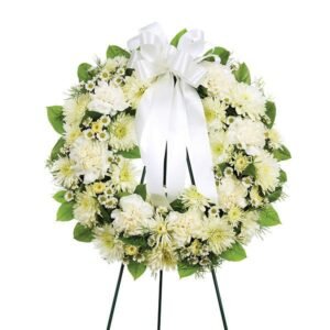 Small Open Round Standing Spray - All White